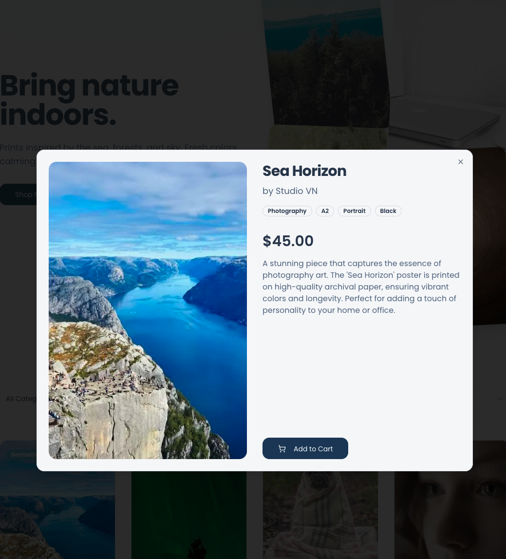 Webshop - Adding and item to the basket (Prototype)